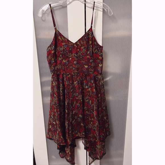 NWT Simple Retro Burgandy Sheer Floral Mini Dress Size M Runs Small - Picture 3 of 11